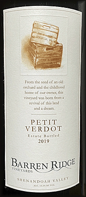 Barren Ridge 2019 Petit Verdot