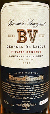 Beaulieu 2016 Georges de Latour Private Reserve Cabernet Sauvignon