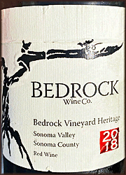 Bedrock 2018 Bedrock Vineyard Heritage