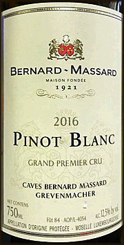 Bernard Massard 2016 Grand Premier Cru Pinot Blanc