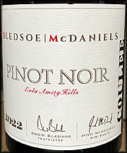 Bledsoe McDaniels 2022 Coulee Pinot Noir