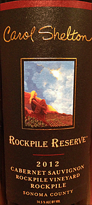 Carol Shelton 2012 Rockpile Reserve Cabernet Sauvignon