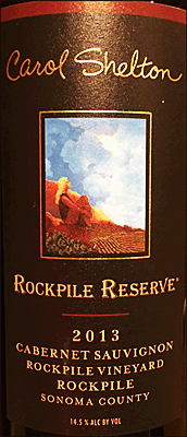 Carol Shelton 2013 Rockpile Reserve Cabernet Sauvignon