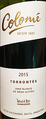 Colome 2015 Torrontes