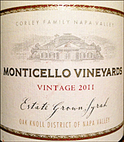 Corley 2011 Monticello Syrah