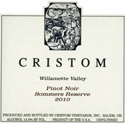 Cristom 2010 Pinot Noir Sommers Reserve