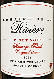 Domaine de la Riviere 2021 Heritage Block Vineyard Eleven Pinot Noir