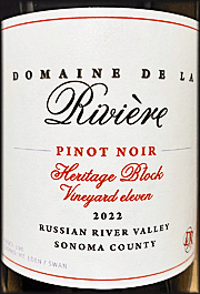Domaine de la Riviere 2022 Heritage Block Vineyard Eleven Pinot Noir