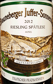 Dr H Thanisch 2012 Brauneberger Juffer Sonnenuhr Spatlese Riesling