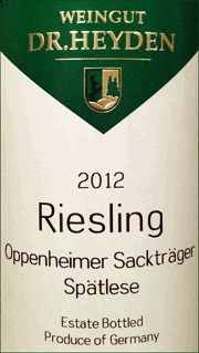 Dr Heyden 2012 Oppenheimer Sacktrager Spatlese Riesling
