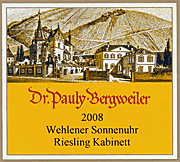 Dr Pauly Bergweiler 2008 Wehlener Sonnenuhr Kabinett Riesling