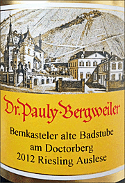 Dr Pauly Bergweiler 2012 Bernkasteler alte Badstube am Doctorberg Auslese Riesling