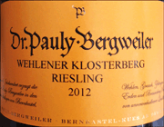 Dr. Pauly Bergweiler 2012 Wehlener Klosterberg Riesling