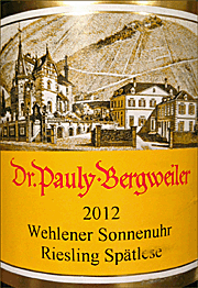Dr Pauly Bergweiler 2012 Wehlener Sonnenuhr Spatlese Riesling