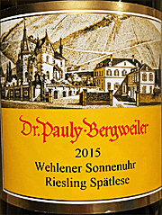 Dr Pauly Bergweiler 2015 Wehlener Sonnenuhr Spatlese Riesling