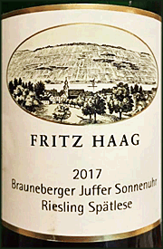 Fritz Haag 2017 Brauneberger Juffer Sonnenuhr Spatlese Riesling