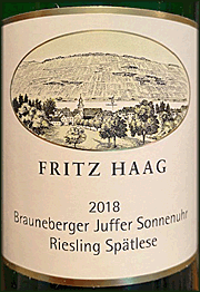 Fritz Haag 2018 Brauneberger Juffer Sonnenuhr Spatlese Riesling