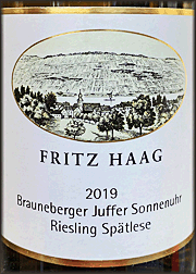 Fritz Haag 2019 Brauneberger Juffer Sonnenuhr Spatlese Riesling