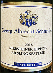 Georg Albrecht Schneider 2018 Niersteiner Hipping Spatlese Riesling