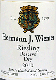 Wiemer 2010 Dry Reserve Riesling