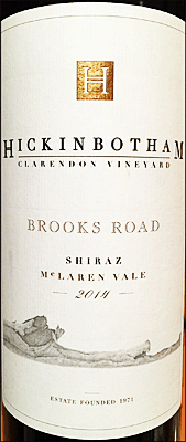 Hickinbotham 2014 Brooks Road Shiraz
