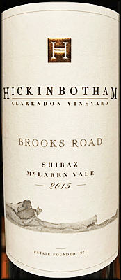 Hickinbotham 2015 Brooks Road Shiraz