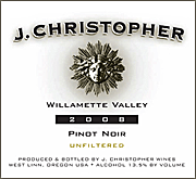 J Christopher 2008 Willamette Valley Pinot Noir