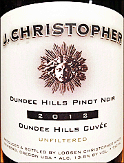J Christopher 2012 Dundee Hills Cuvee Pinot Noir