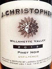 J Christopher 2012 Willamette Valley Pinot Noir