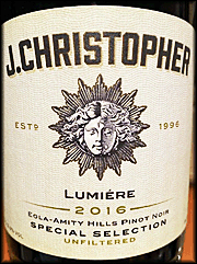 J Christopher 2016 Lumiere Pinot Noir