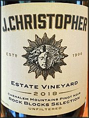 J Christopher 2018 Estate Rock Blocks Selection Pinot Noir