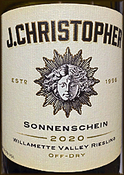 J Christopher 2020 Sonnenschein Riesling