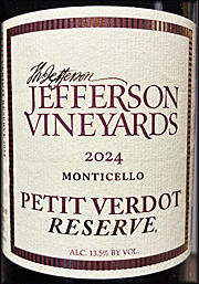 Jefferson Vineyards 2024 Reserve Petit Verdot
Jefferson Vineyards 2024 Reserve Petit Verdot