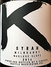 K Vintners 2014 Milbrandt Syrah