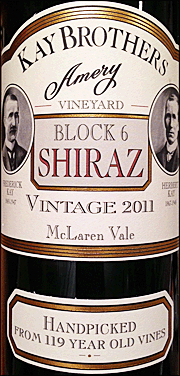 Kay Brothers 2011 Amery Vineyard Block 6 Shiraz