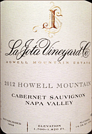 La Jota 2012 Howell Mountain Cabernet Sauvignon