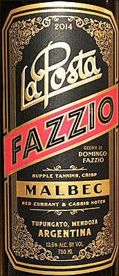 La Posta 2014 Fazzio Malbec