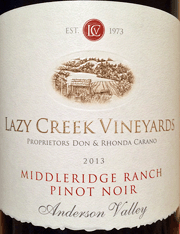 Lazy Creek 2013 Middleridge Ranch Pinot Noir