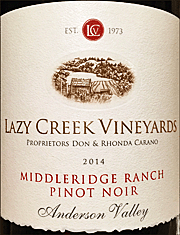 Lazy Creek 2014 Middleridge Ranch Pinot Noir