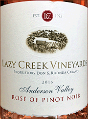Lazy Creek 2016 Rose of Pinot Noir
