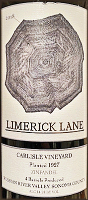 Limerick Lane 2018 Carlisle Zinfandel