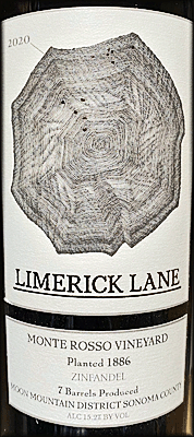 Limerick Lane 2020 Monte Rosso Vineyard Zinfandel