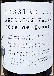 Lussier 2020 Cote de Boont Pinot Noir