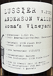 Lussier 2023 Roma's Vineyard Pinot Noir