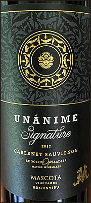 Mascota 2017 Unanime Signature Cabernet Sauvignon