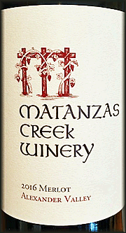 Matanzas Creek 2016 Alexander Valley Merlot