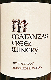 Matanzas Creek 2018 Alexander Valley Merlot