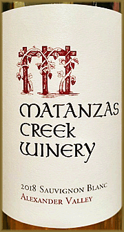 Matanzas Creek 2018 Alexander Valley Sauvignon Blanc