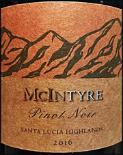 McIntyre 2016 Santa Lucia Highlands Pinot Noir