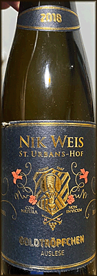 Nik Weis 2018 St. Urbans Hof Piesporter Goldropfchen Auslese Riesling